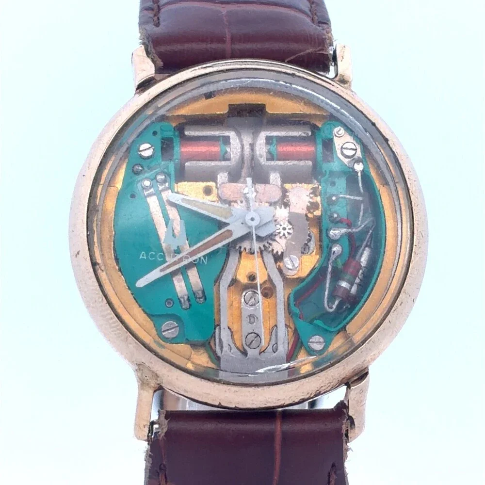 1960s Bulova Accutron 10k Gold Filled Spaceview 35mm Tuning Fork Movt Mens Watch